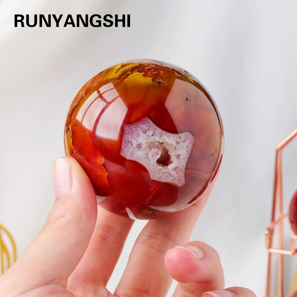 1 pz cristallo naturale agata rossa sfera di cristallo corniola ornamenti palla decorativa pietra curativa Reiki