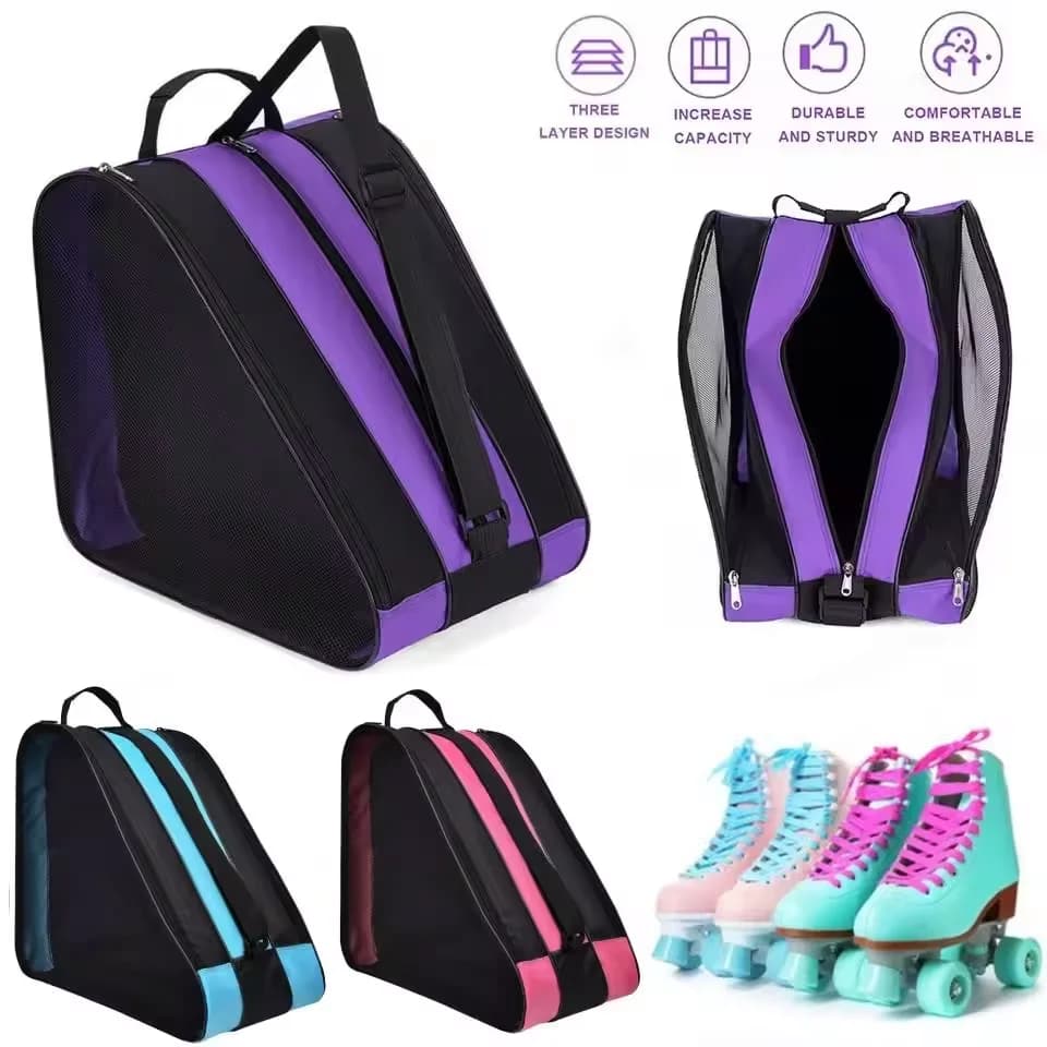Borsa per pattini a rotelle portatile Borsa per pattinaggio su ghiaccio Borsa per pattini in linea per bambini traspirante di grande capacità Borsa per stivali da neve da sci Borsa per scarpe da pattinaggio