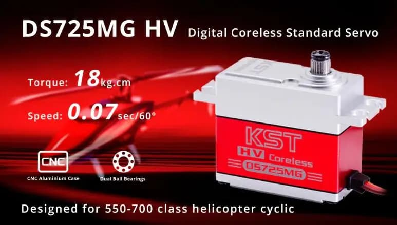 Original KST DS725MG HV Digital Coreless Servo 18Kgf.cm 0.07sec for 550 & 600 700 Size RC Helicopter