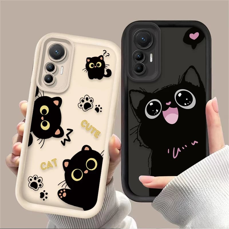 INS Cartoon Black Cat Custodia per Xiaomi Poco C65 X7 X6 F6 F5 X5 X3 NFC F3 M5S M6 Pro 4G Mi 13 12 11 Lite 5G 14 13T 12T 11T 14T Pro