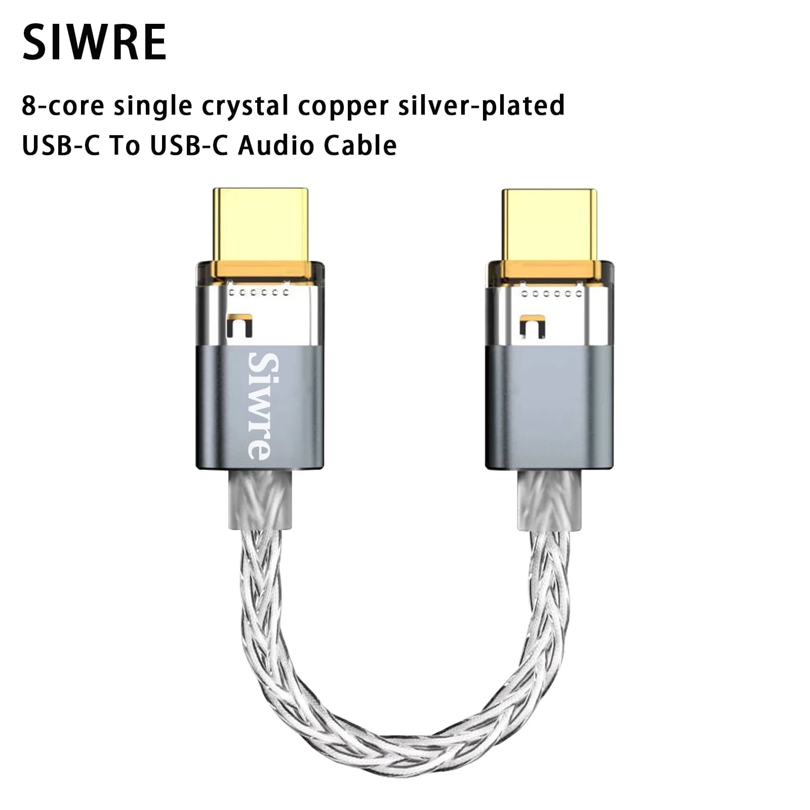SIWRE OT1 Type-c To Type-c Audio Cable For Dongle DAC Portable Headphone Amp Silver-Plated Single Crystal Copper USB-C Cables