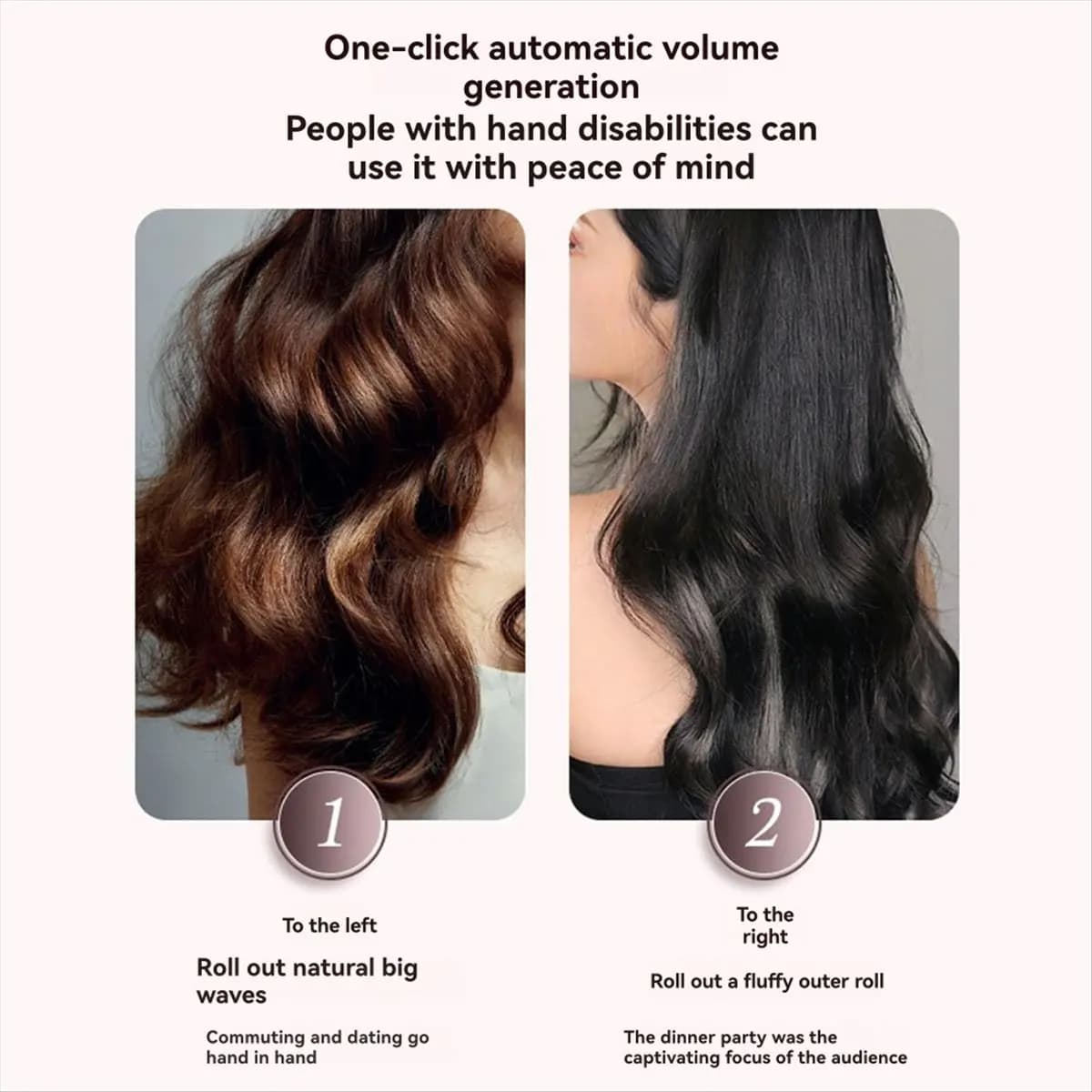 ABGU Professional Rotary Curling Iron FullyAutomatic Curling Iron Damage-Free,Long-Lasting Styling Automatic Curling Iron(EU)