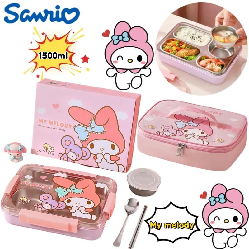 Sanrio My Melody portapranzo creativo di alto valore stampa fai da te isolamento termico riempibile con acqua bento box portatile in acciaio inossidabile