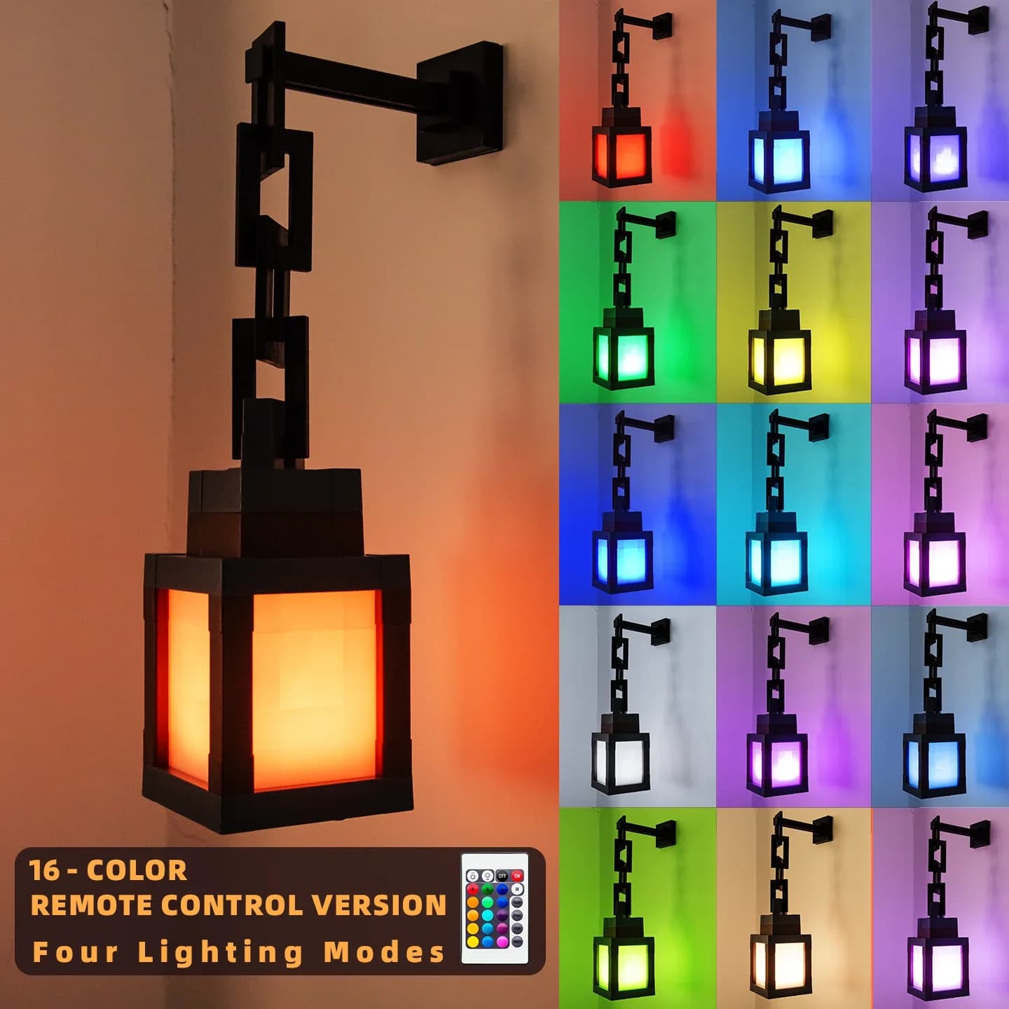 16 colori cambiano My World Lanterna luminosa, Luce notturna, Torcia di ricarica, Luce ambientale per cameretta dei bambini, Luce ornamentale