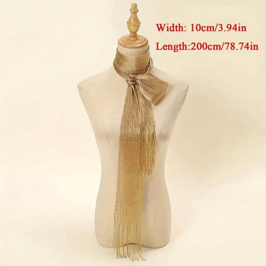 Fashionable Womens Ribbon Scarf With Fringe Detail