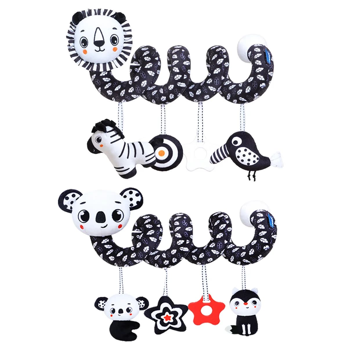 Giocattoli da appendere a spirale in peluche per bambini per seggiolino auto per culla, giocattoli a sonaglio sospesi per mobile per culla, giocattoli ad alto contrasto per neonato
