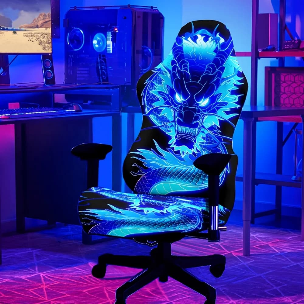 Set di Coprisedia Neon Dragon Luminosi al Buio per Sedie da Gaming, Decorazione per Ufficio e Camera da Letto, Regalo per Appassionati di Gaming
