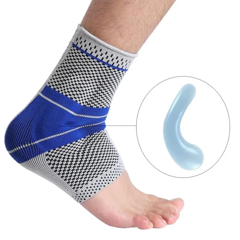 Supporto elastico per caviglia in silicone, compressione fitness, protezione per caviglia, basket, calcio, tennis, cinturino alla caviglia con imbottitura in gel di silice