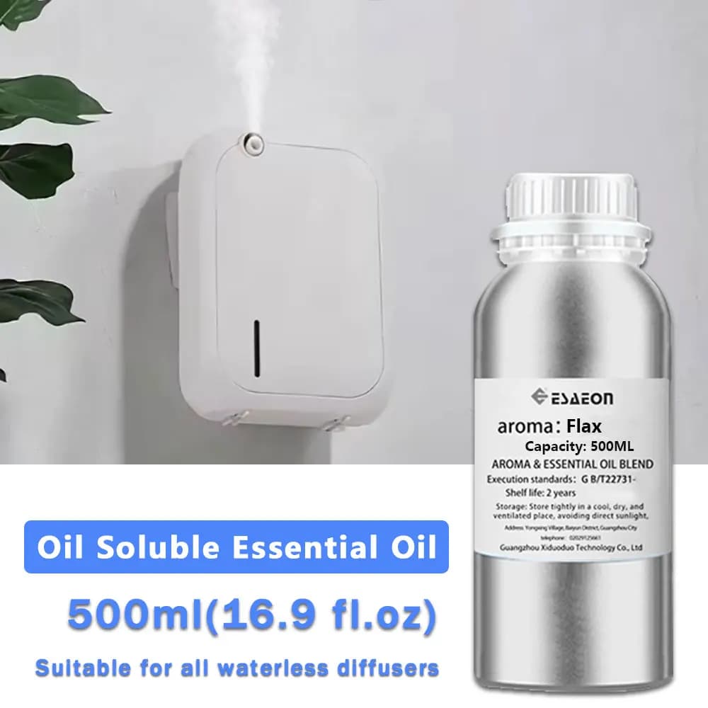 ESAEON 500ml (16.9 fl.oz) Flax Essential Oils - For Aromatherapy Diffuser, Diffuser Supplement Liquid, Hotel Aroma Machine Oil