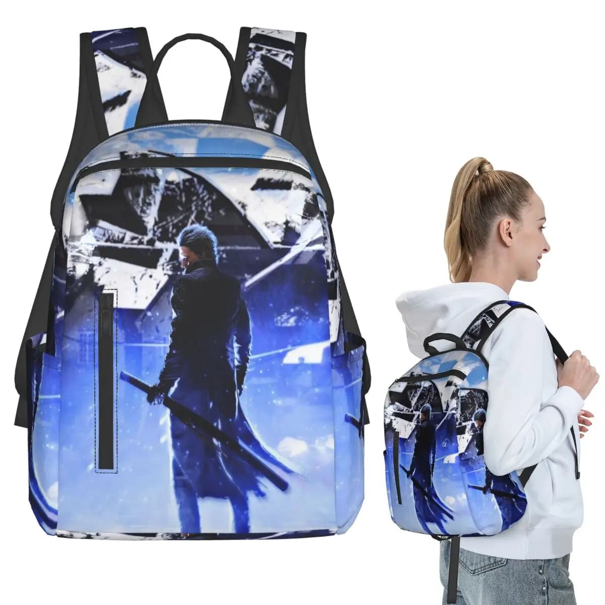 Zaino Vergil From The Devil May Cry Seri, borsa per libri per studenti, borsa per la scuola per bambini, borse a tracolla per laptop, per ragazzi e ragazze