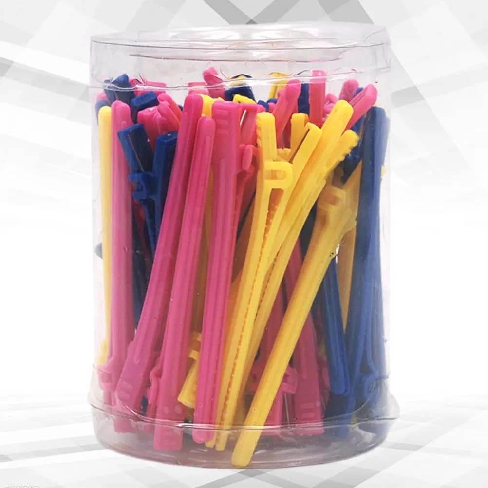 50 Pezzi Grandi Clip a Becco d'Anatra in Plastica per Parrucchieri, Fermagli a Coccodrillo per Salone, Styling, Permanente, Fai da Te, Lavaggio Viso, Trucco e Capelli