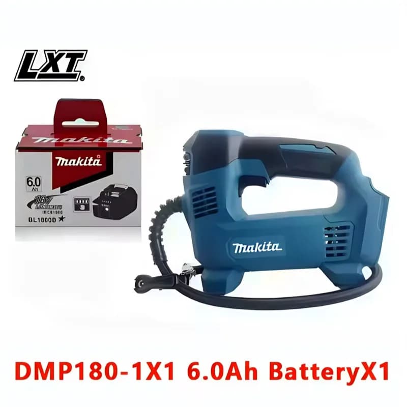 Makita DMP180-1 Gonfiatore Portatile a Batteria 18V agli Ioni di Litio (Solo Corpo Macchina) per Auto, Moto e Pneumatici - Pompa Elettrica Gonfiagomme