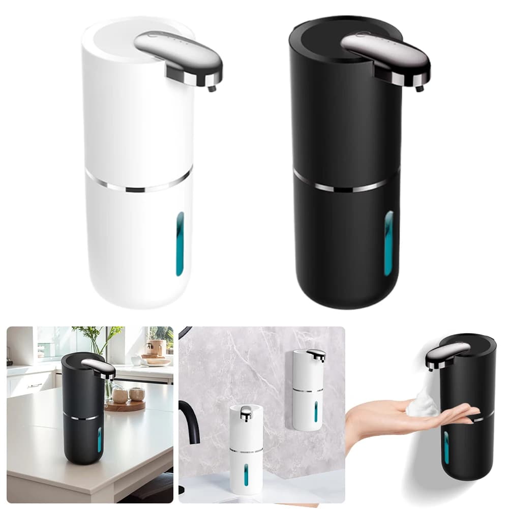 Dispenser automatico di sapone da 380 ml, montato a parete, dispenser di sapone in schiuma senza contatto, sensore a infrarossi impermeabile IPX5 per bagno e cucina
