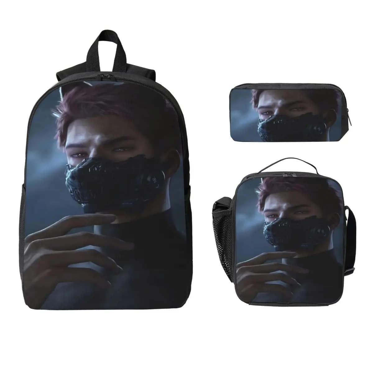 3Pcs Love And Deepspace Valko Backpack Set for Girls Boys Pen Bags Bookbag Sets with Lunch Box For School Students Knapsack