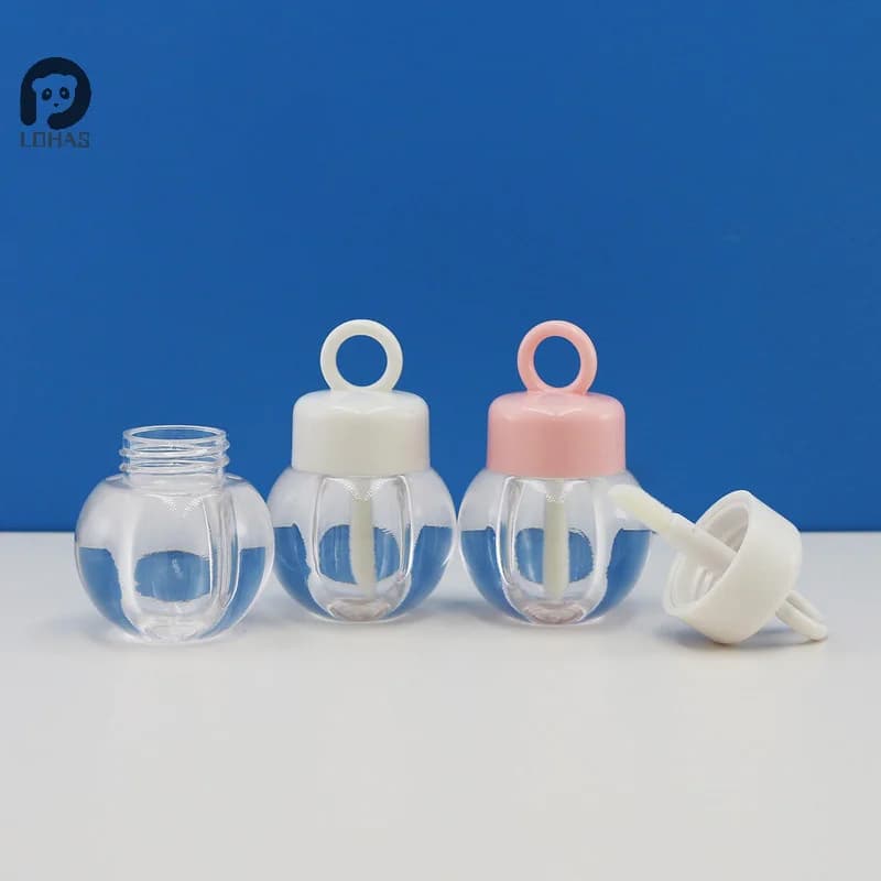 Empty 2ML round handlebar shape white lip glossy plastic container lipstick Lipgloss cosmetic sample reusable