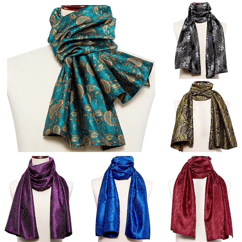 New Men Fashion Scarf Green Jacquard Paisley 100% Silk Scarf Winter Casual Shirt Business Dress Scarf 160*50cm Barry. Wang
