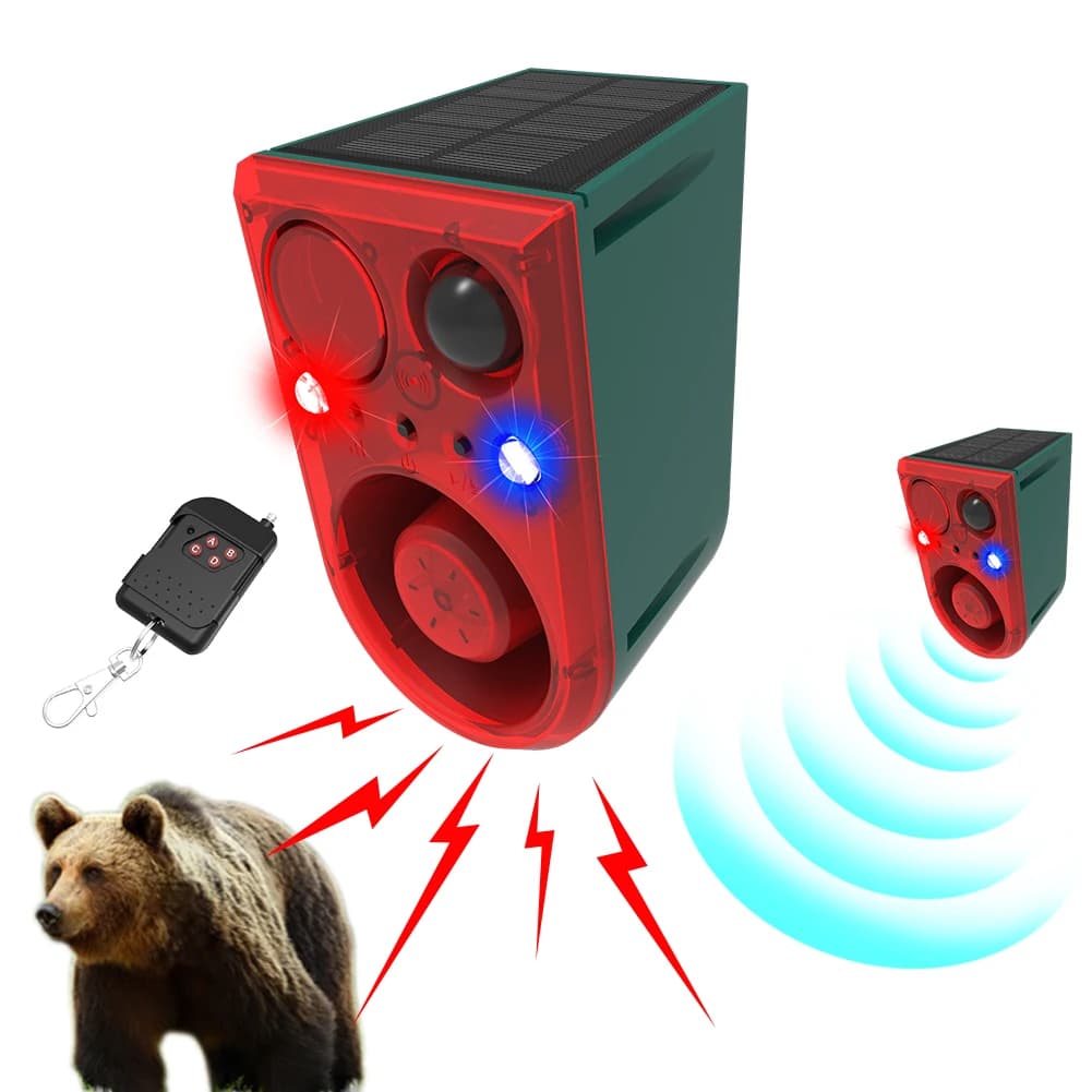Solar Outdoor Motion Sensor Alarm with Remote Control Home Alarm 129dB Loud Sound Noise Maker for Yard Farm Garden