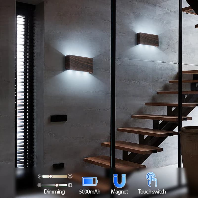 6W Wireless Portable LED Wall Lamp Touch Dimming Wall Lights Type-C Charging Night Light Bedside Stairside Corner Decor 3 Colors