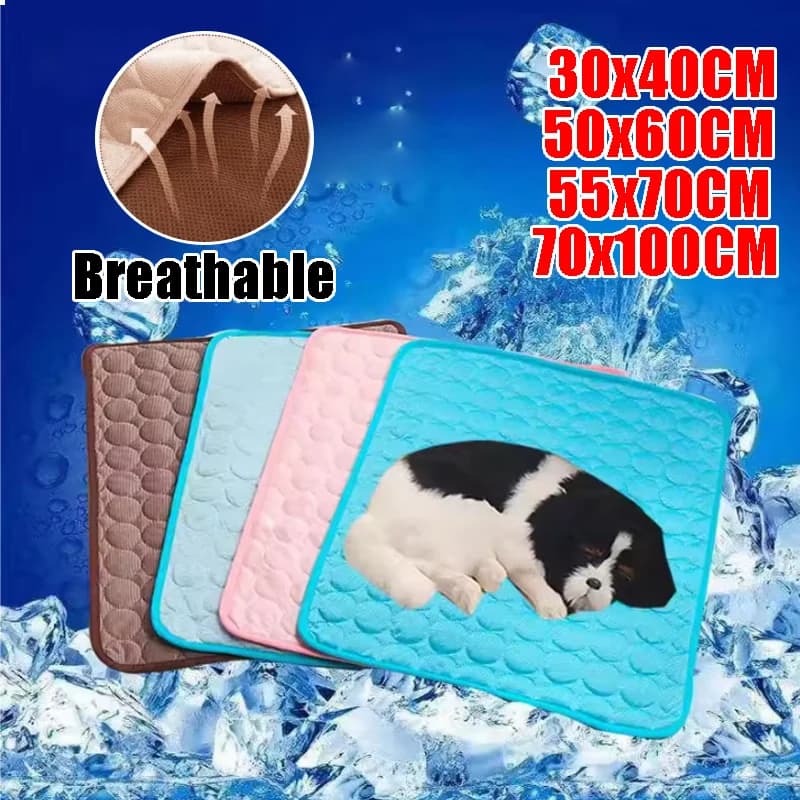 Cooling Mat Ice Silk Washable Breathable Summer Cooling Pad Size Options for Pet Bed Keep Pets Cool Comfortable in Hot Weather