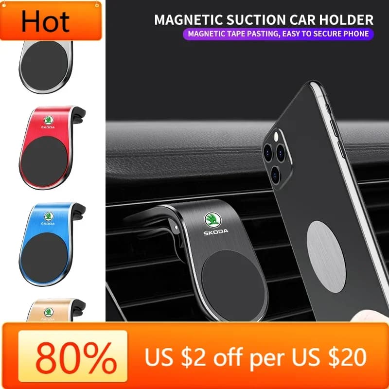 Per Skoda Adesivo Per Auto 2025 Nuovo Supporto Del Telefono Magnetico di Tipo L Auto Smartphone Del Basamento Clip Per Skoda Octavia A5 A4 Fabia Superb Rapid