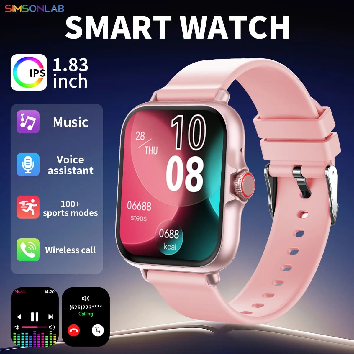 Smartwatch con chip a bassissima potenza per Andorid/IOS Chiamata Bluetooth Controllo musicale Assistente vocale sportivo Corpo in metallo Regali di Natale