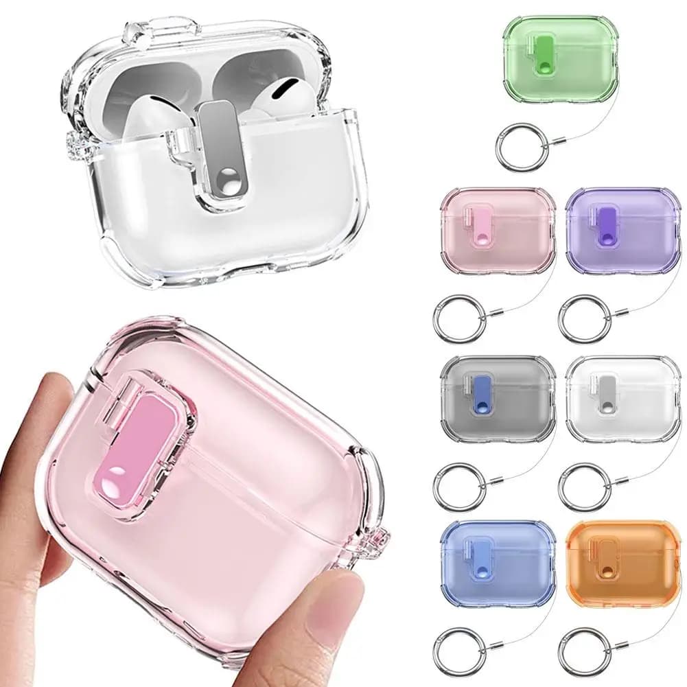 Per AirPods Pro 3 2025 Nuova custodia Supporto per telefono Custodia in TPU trasparente di design di lusso Custodia con blocco di sicurezza per Air Pods Pro 3