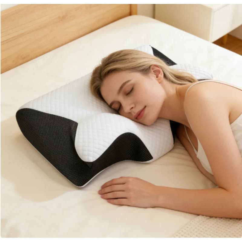 Cuscino Ortopedico 2 in 1 in Memory Foam, Cuscino Ergonomico a Contorno per Supporto Cervicale, per Dolore al Collo e Sonno Confortevole