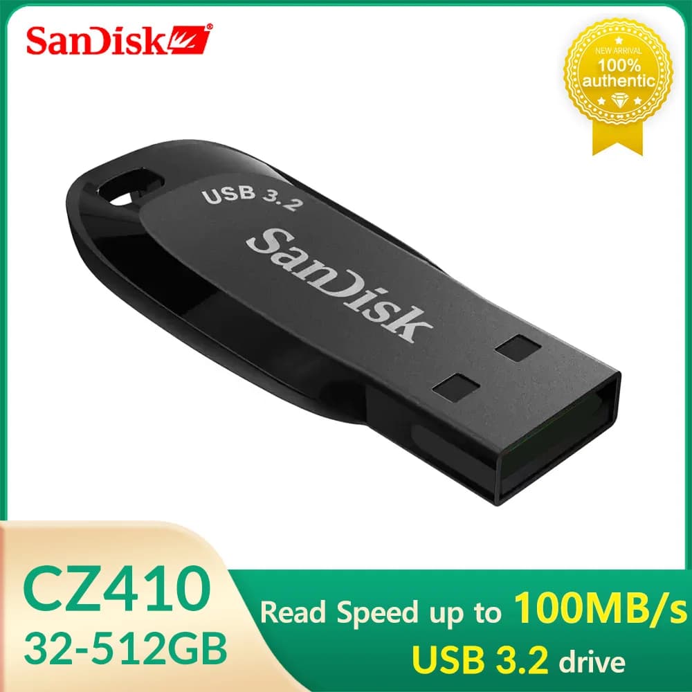 SanDisk USB 3.2 Chiavetta USB CZ410 32GB 64GB 128GB Pen Drive Memory Stick Nero U Disco Mini Pendrive Nero Archiviazione esterna