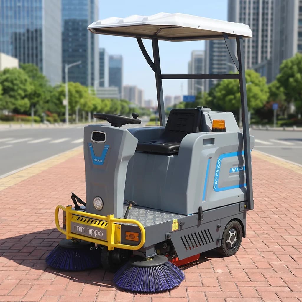 Mini Hippo M130 Macchina per Pulizia Pavimenti a Batteria, Nuovo Aspirapolvere Compatto, Spazzatrice Elettrica per Strade 1300mm