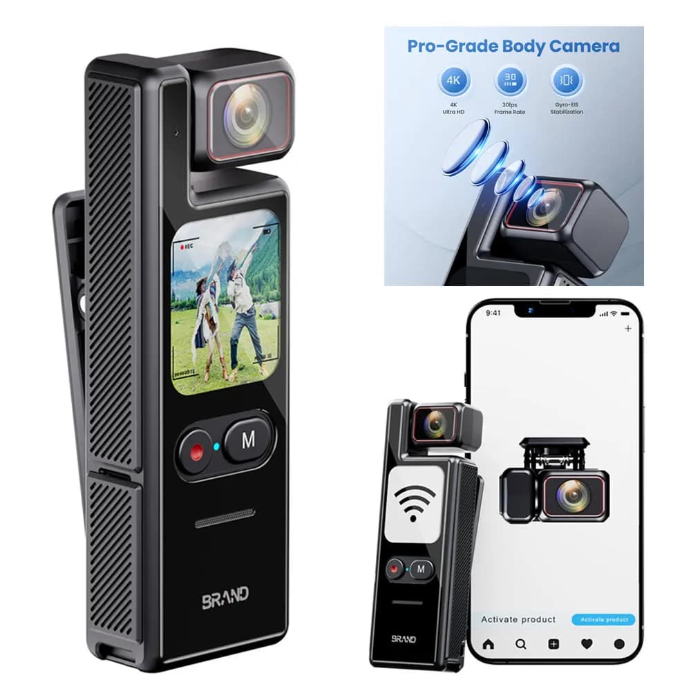 Mini magnetic camera WiFi 4K stabilized gyroscopic camera with automatic tipping objective Waterproof action cam for driving travel registration