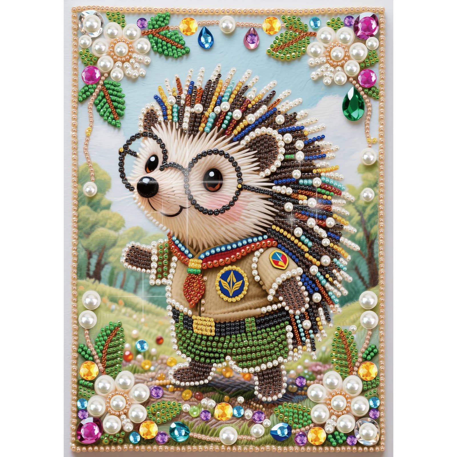 Kit di pittura artistica fai-da-te con perle e diamanti per adulti e principianti, simpatico riccio scintillante, decorazione da parete fatta a mano, regalo artigianale.
