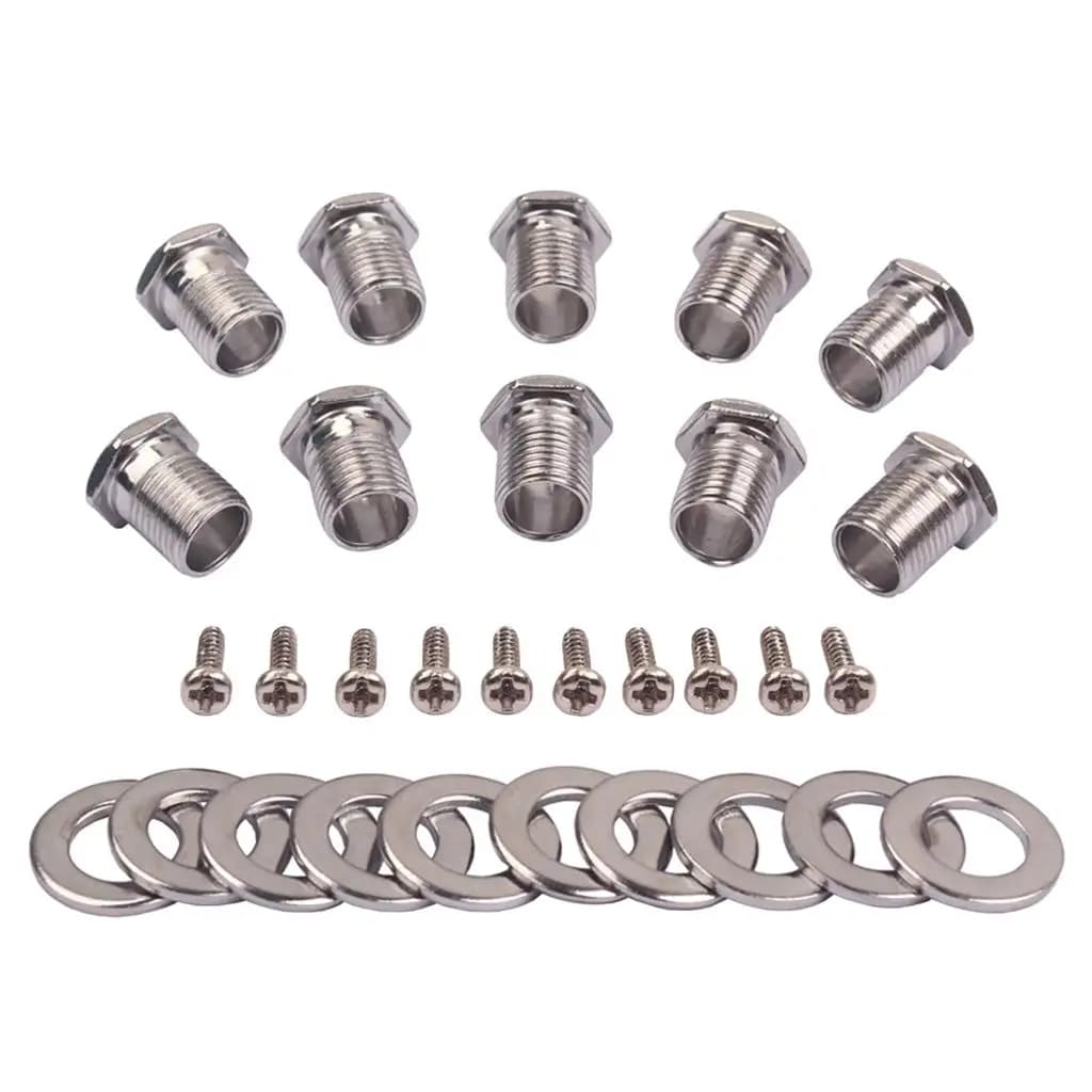 Chrome Alloy Ukulele Mounting Ferrules Bushings Set for Ukulele Peg and Parts Replacement Kit