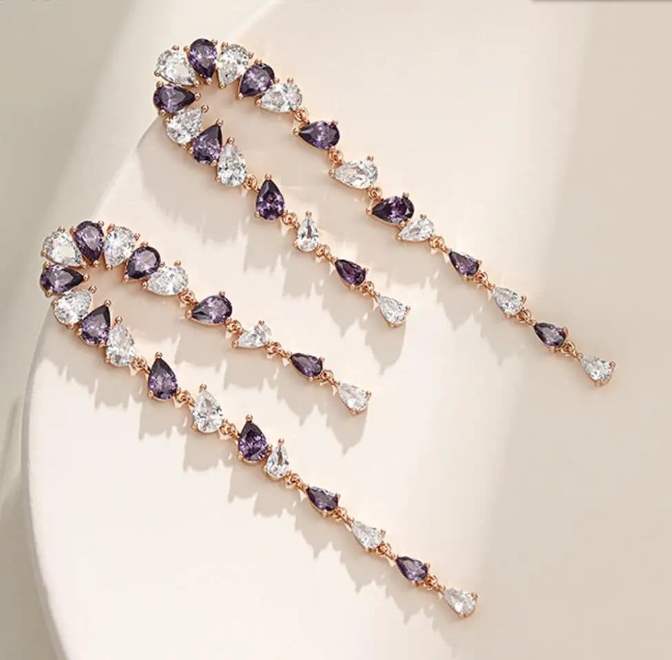 2 pezzi orecchini pendenti lunghi con nappa piena di strass per le donne orecchini di cristallo zircone di lusso squisiti gioielli femminili F1771