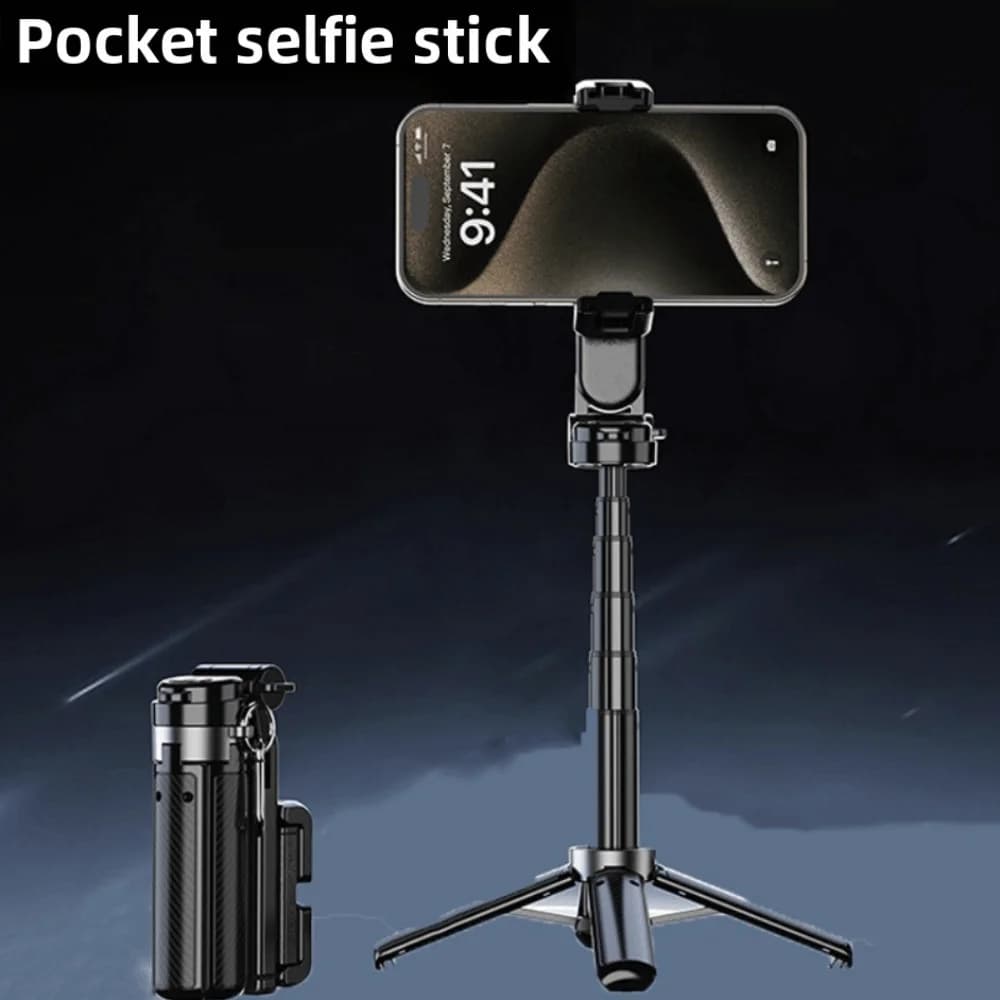 Mini bastone selfie telescopico portatile portatile, asta di prolunga regolabile, bastone selfie Bluetooth, allungabile e leggero