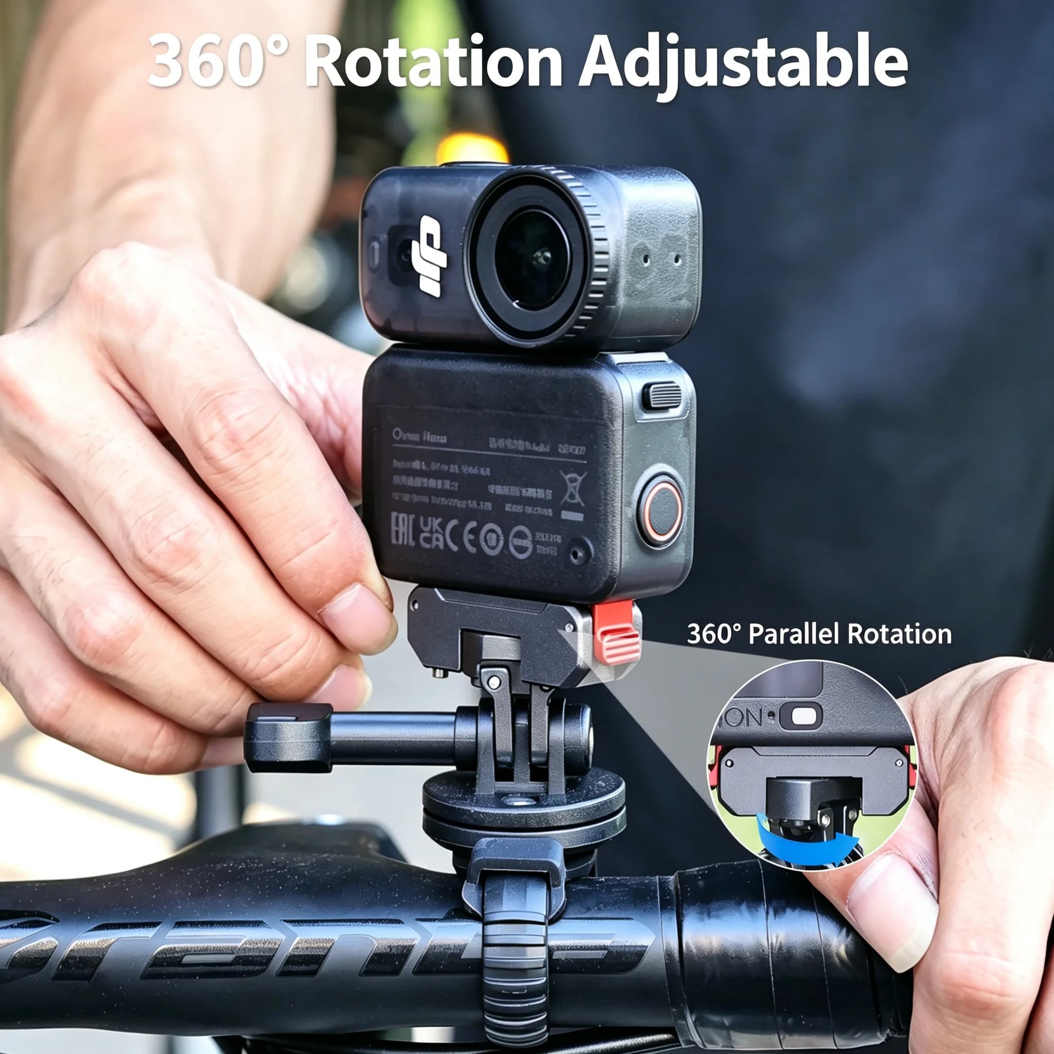 Supporto per Fotocamera con Cinghia in Nylon e Base Magnetica in Alluminio, Rotazione a 360° per Bici e Moto, Compatibile con DJI Action3/4/5 Pro/6