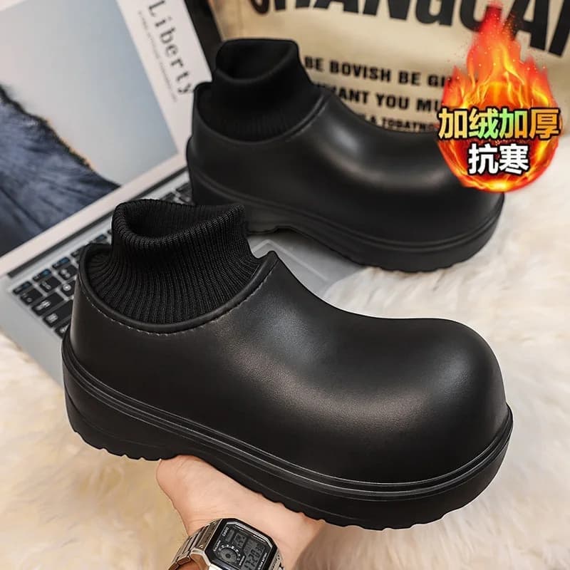Stile sportivo da uomo Outdoor Warm Plus Scarpe di cotone in velluto Impermeabile Suola spessa Moda Casual Tubo corto Stivali da neve di grandi dimensioni