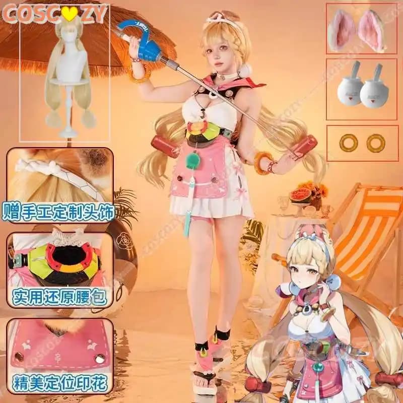 Gioco Zenless Zone Zero Alice Costume da bagno originale Costume cosplay Parrucca Copricapo Orecchie Costumi da bagno estivi Ragazza Halloween Costume da gatto sexy