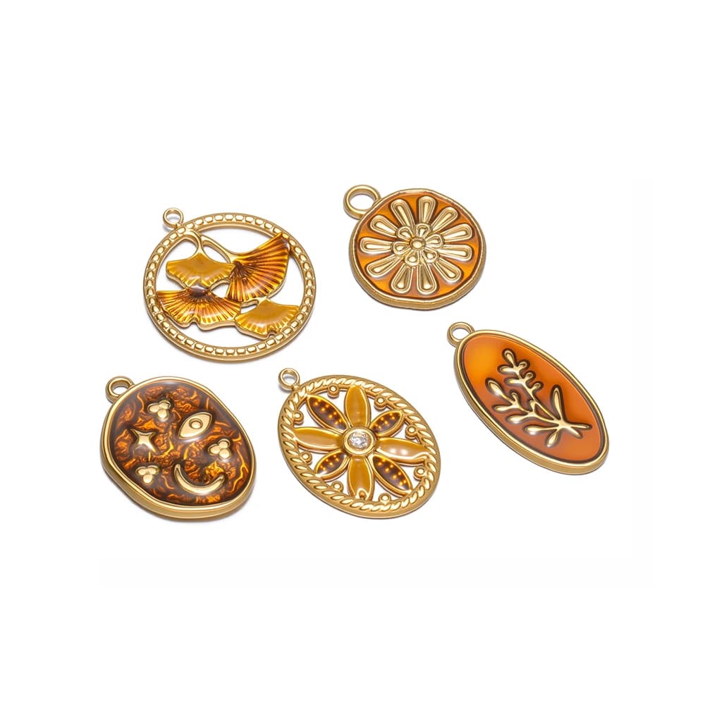5pcs 304 Stainless Steel Enamel Leaf Flower Charms for DIY Women Jewelry Making Necklace Pendants Earrings Bracelet Accessories