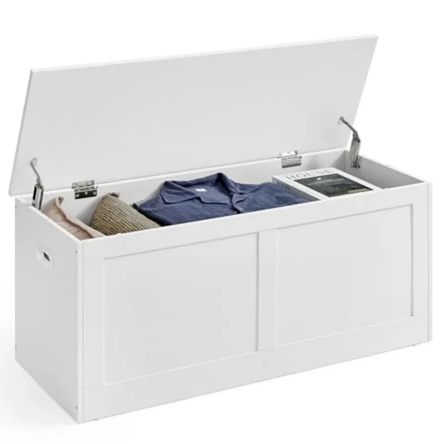 Baule portaoggetti, Baule contenitore con 2 cerniere di sicurezza, Panca portaoggetti, Panca per scarpe, Stile, 15,7 x 39,4 x 18,3 pollici, per ingresso, camera da letto