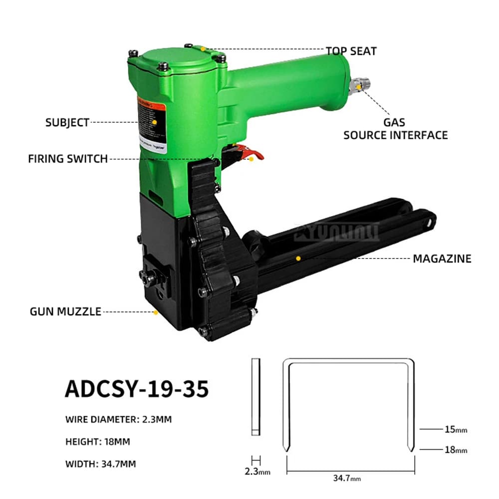 ADCSY-19-35 Macchina Pneumatica per Chiusura Scatole, Graffatrice per Imballaggio Cartoni, Pistola per Chiusura Scatole, Macchina Sigillatrice per Scatole