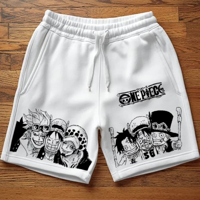 ONE PIECE Anime Rufy Pantaloncini di cotone stampati periferici 2025 Pantaloni traspiranti sportivi larghi quotidiani da uomo estivi coreani