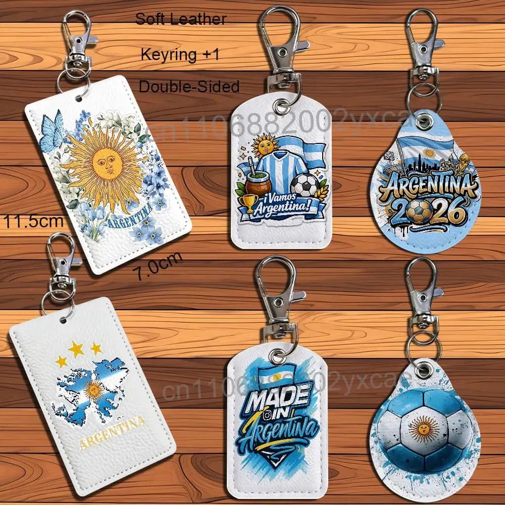 Cheer for Argentina Football Team Card Holder With Keychain Executive Protection For Bank Credit Subway Bus Case