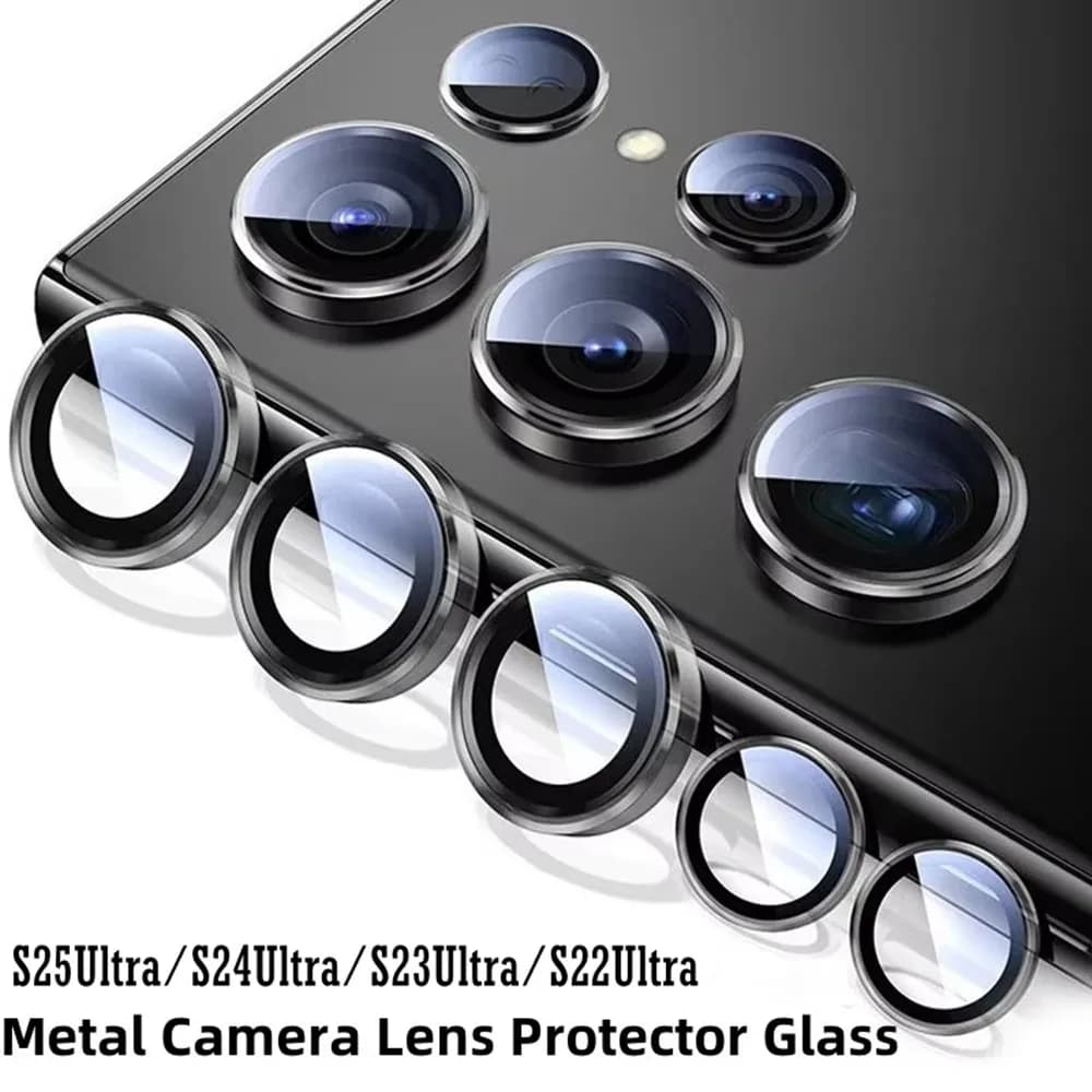 Set da 5 Pezzi di Protezioni per Lenti con Finitura Metallica Lucida per Samsung Galaxy S25 Ultra S24 S23 S22 Ultra, Copriobiettivo con Protezione Completa