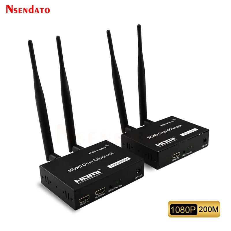 Kit Trasmettitore e Ricevitore Video Wireless HDMI 1080P 2.4GHz/5GHz 200M con Uscita IR Loop per TV e PC