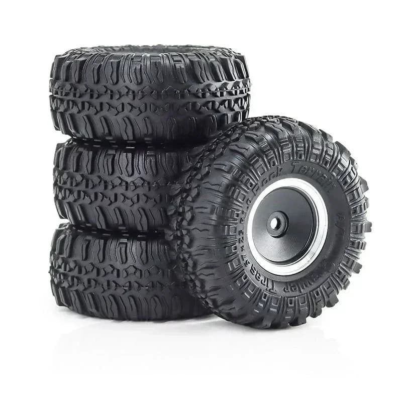 Set di 4 pneumatici con cerchi in metallo da 55 mm 1.0 per auto RC Crawler 1/18 1/24 TRX4M SCX24 AX24 FCX24, accessori e parti di aggiornamento