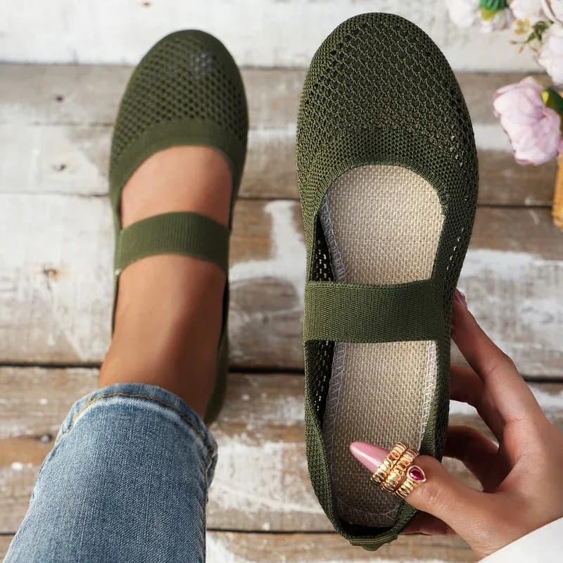 Autunno nuove donne moda punta tonda piatta antiscivolo scarpe da donna tinta unita maglia bocca superficiale slip-on scarpe da donna di grandi dimensioni