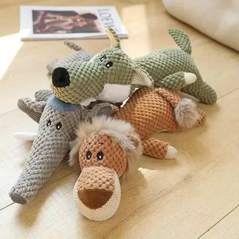 Peluche Cartoon Cucciolo di cane Giocattolo Pet Dog Masticare Squeak Giocattoli Leone Lupo Elefante per cani Digrignamento dei denti Pet Suono Giocattolo Accessori per cani