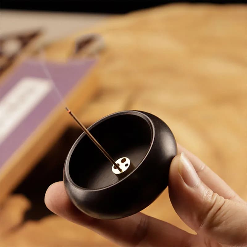 Mini Bowl Shape Incense Burner 4 Hole Incense Holder Stick Plate Holder Rosewood Incense Base Office Home Decoration