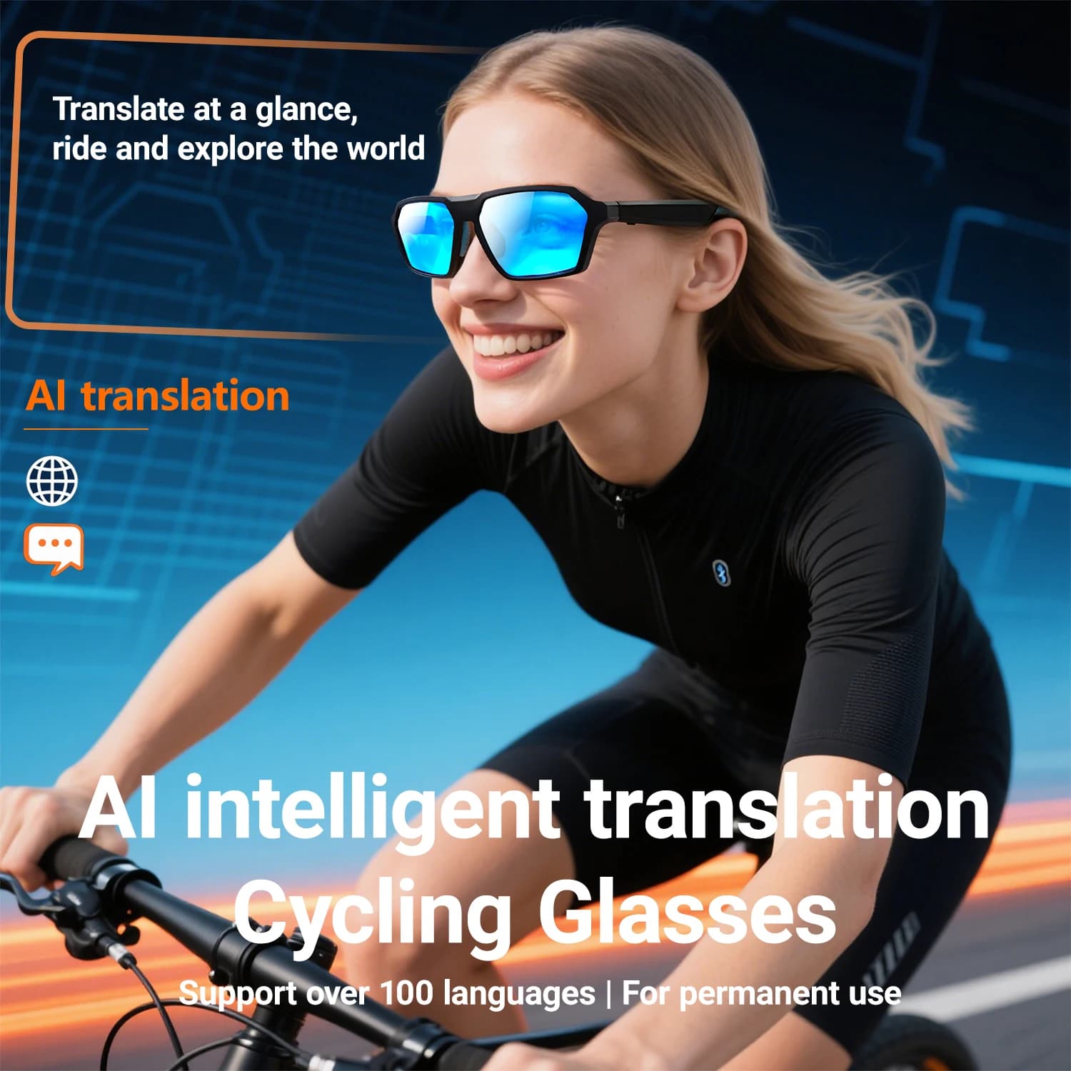 Occhiali da sole intelligenti da ciclismo fantastici Occhiali protettivi multicolori Occhiali da vista Ai per sport all'aria aperta UV400 Occhiali da sci da ciclismo intelligenti
