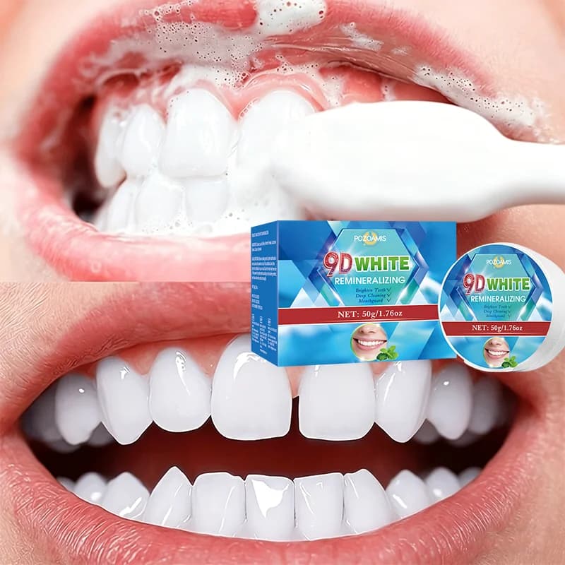 Polvere sbiancante per denti 9D 50g, pulizia profonda, aroma mentolato per un alito fresco, polvere sbiancante unisex.